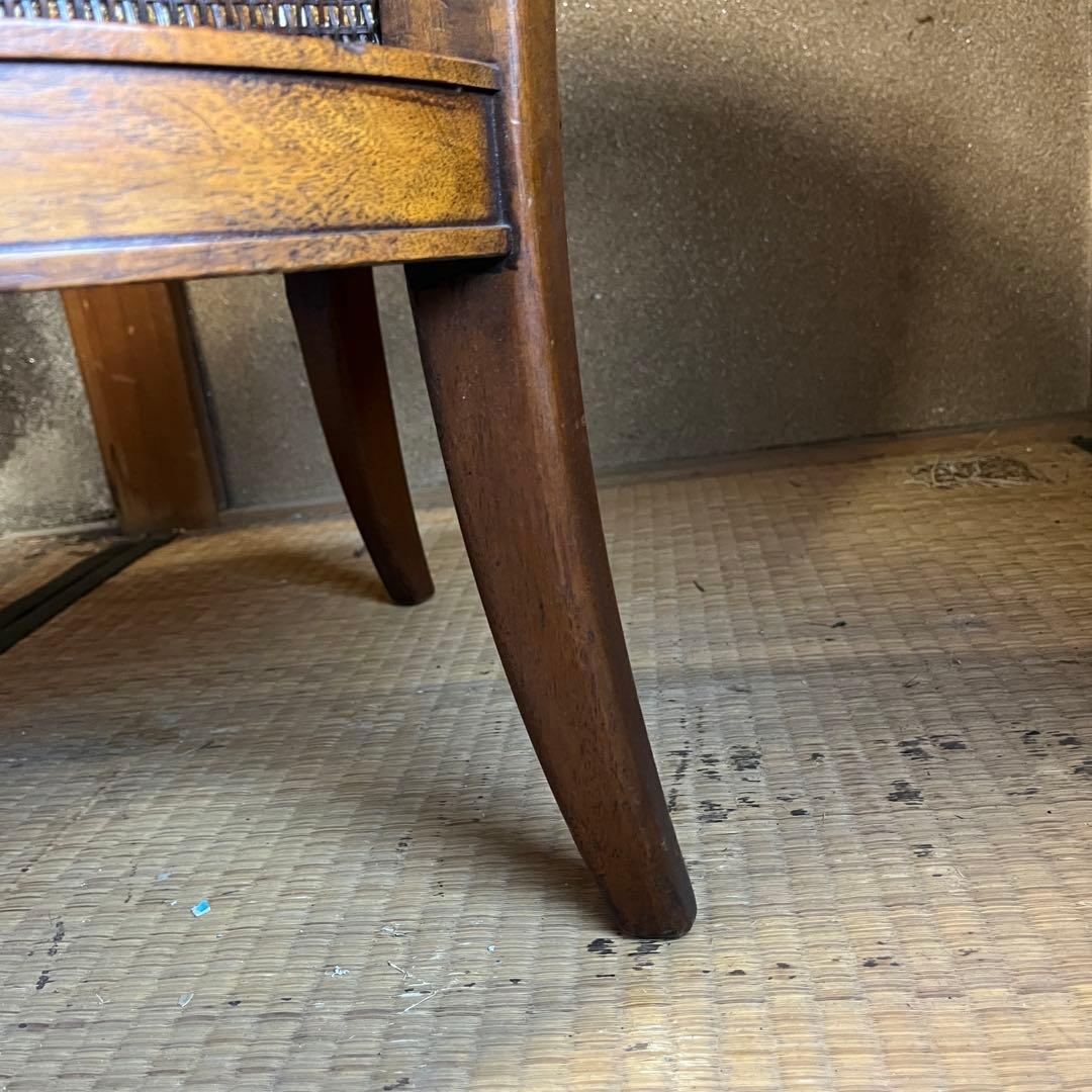 昭和レトロ 籐張り ラウンジチェア 1人掛け　ゴールド系　イエロー系 ラタン