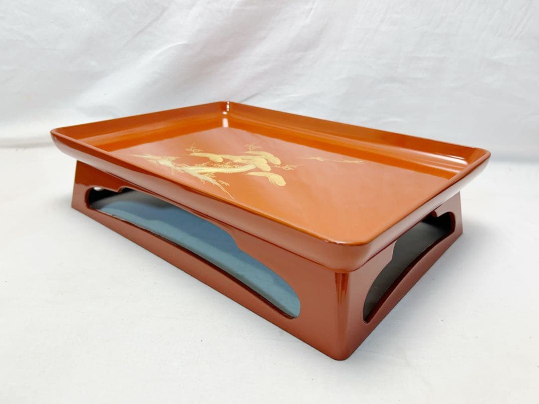 ほぼ未使用 茶道具 木製朱塗 屠蘇器五ツ揃 沈金松竹梅鶴亀蒔絵 木箱