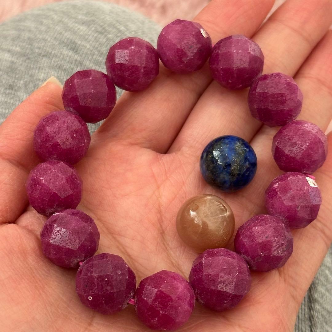 破格【高品質】上質ルビー ブレスレット カット 天然石 パワーストーン