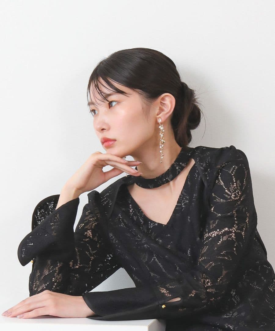 kanaレース バックオープン ティアドロップ ワンピース ドレス Sサイズ