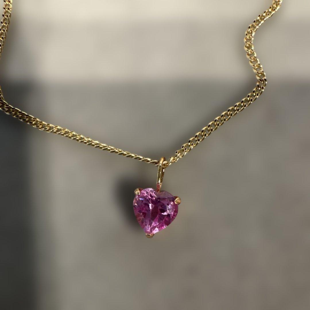 ニ*コ様 ピンクサファイア　ハート型ネックレストップ　k18 0.60ct