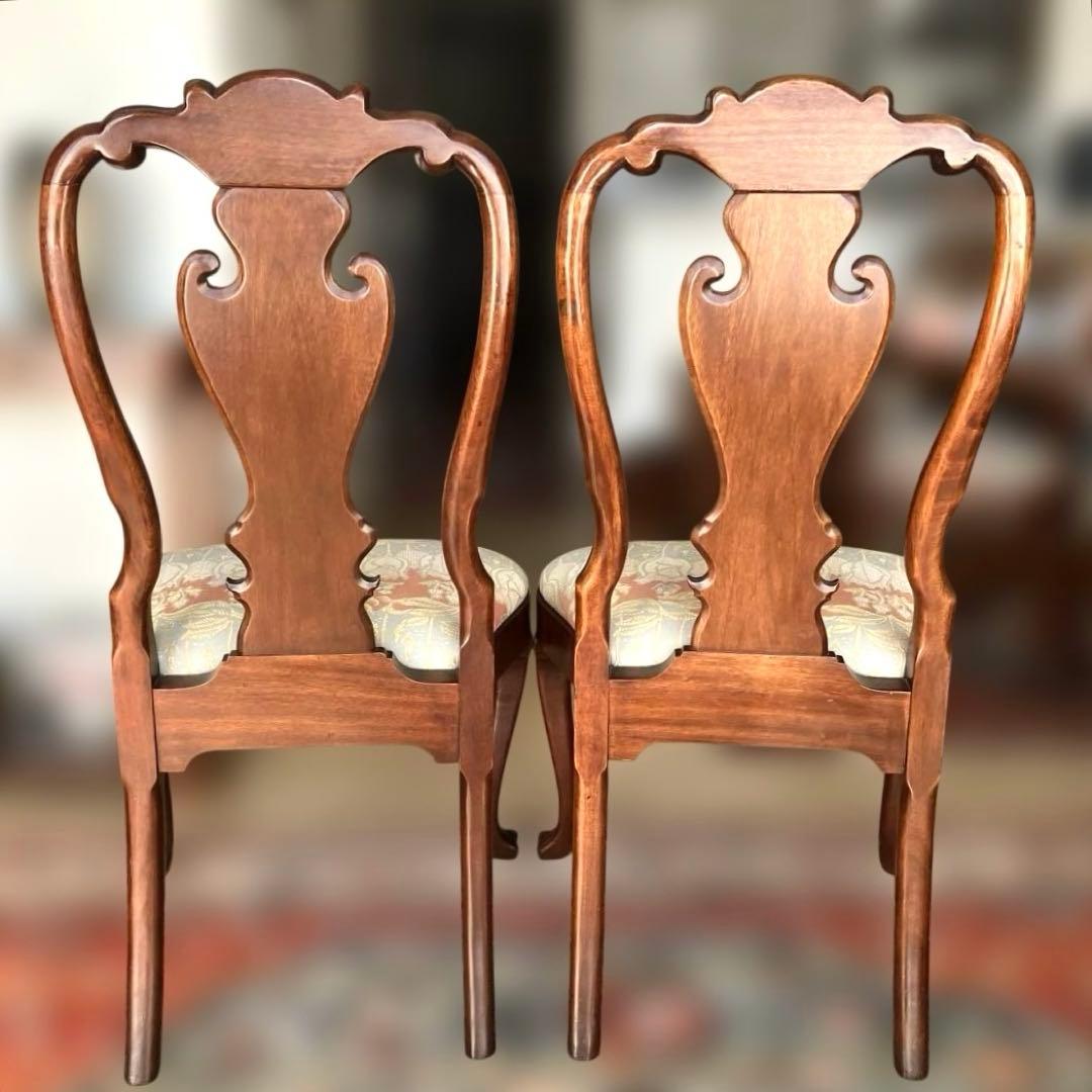 【送料無料地域限定］西洋カンセル社クイーンア様式ダイニング猫脚チェア２脚セット