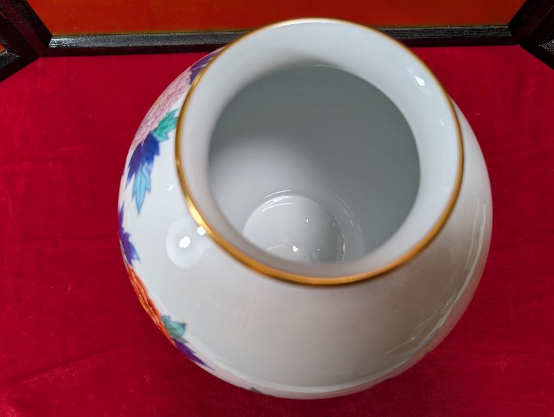 孔雀　牡丹　花瓶　香蘭社