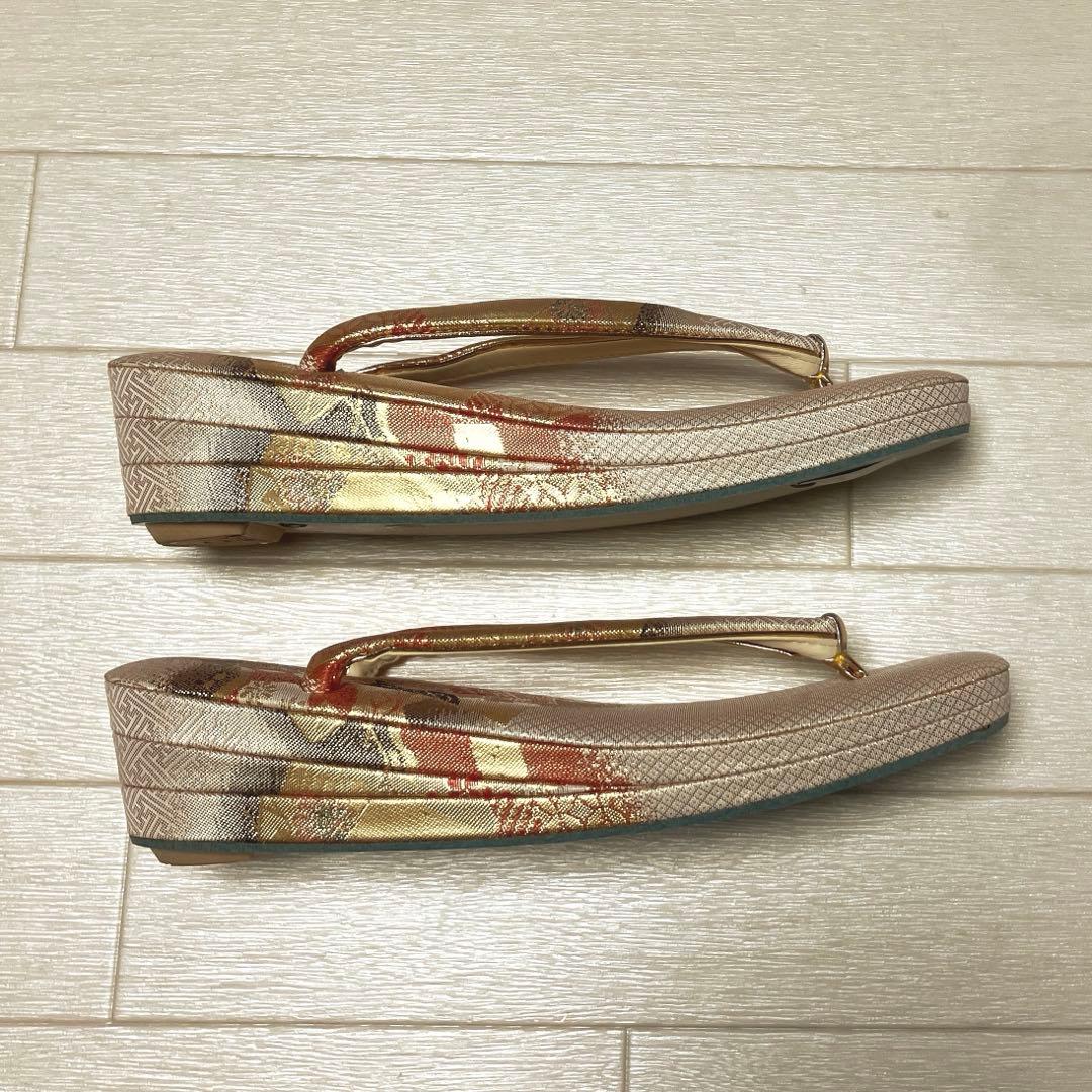 《未使用》佐賀錦　草履バッグセット　ゴールド　Lサイズ