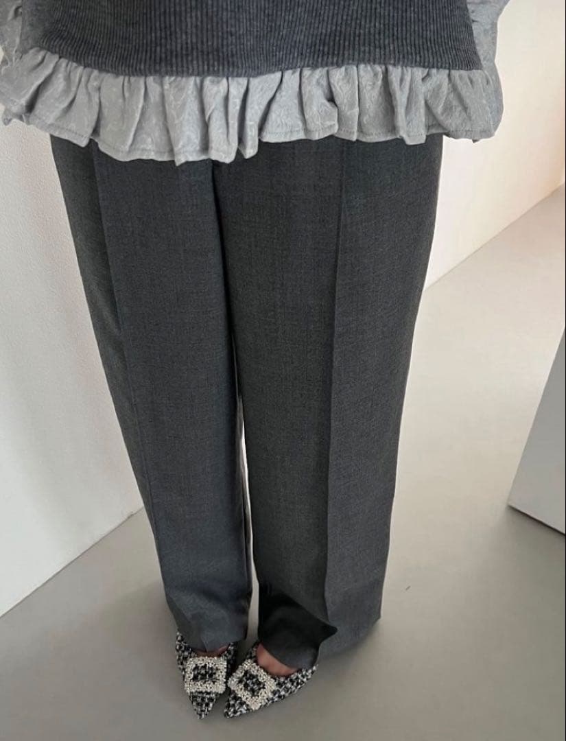 【新品未使用タグ付】OHGA 梳毛パンツ ワイドパンツ グレー M