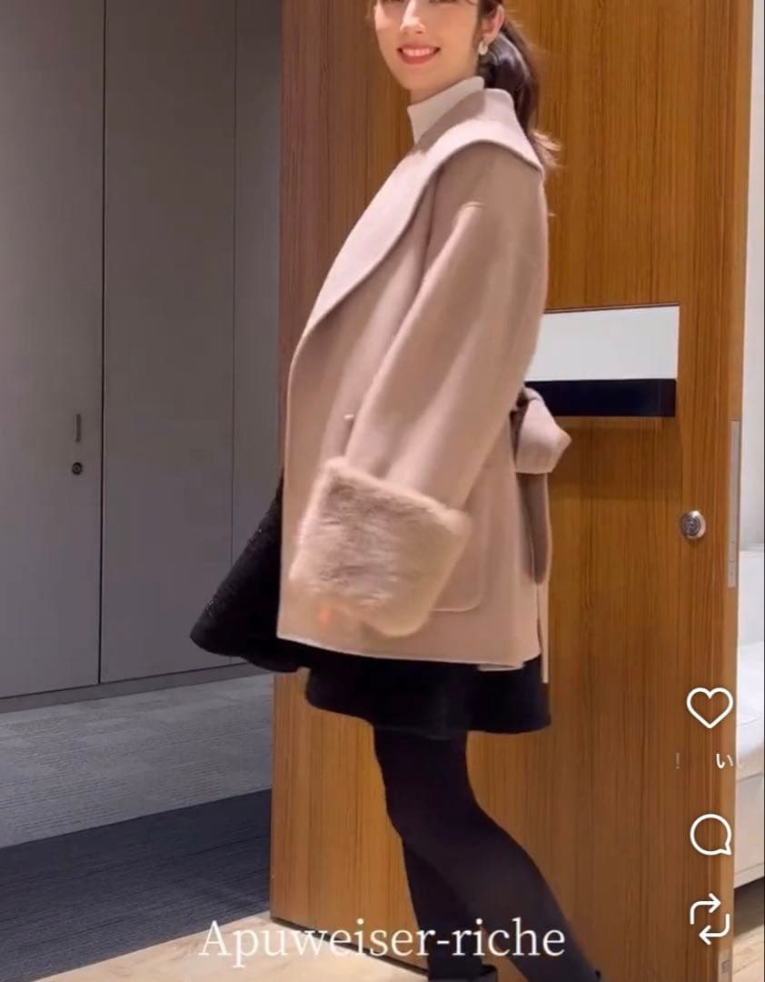 【apuweiser-riche】袖ファーショートリバーコート