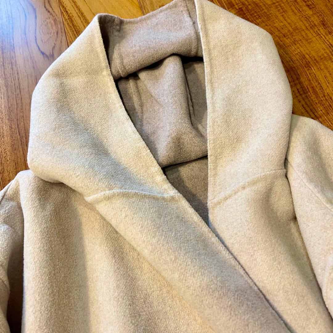 〜12/21 SHIPS any ノーカラーコート　フード　ジャケット ベージュ