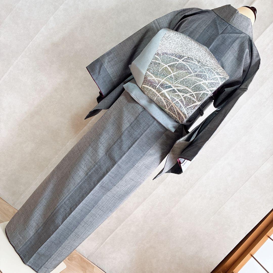 〈着物のみ〉小紋　着物　紬　トールサイズ　しつけ付き　粋　凛とした美　G9