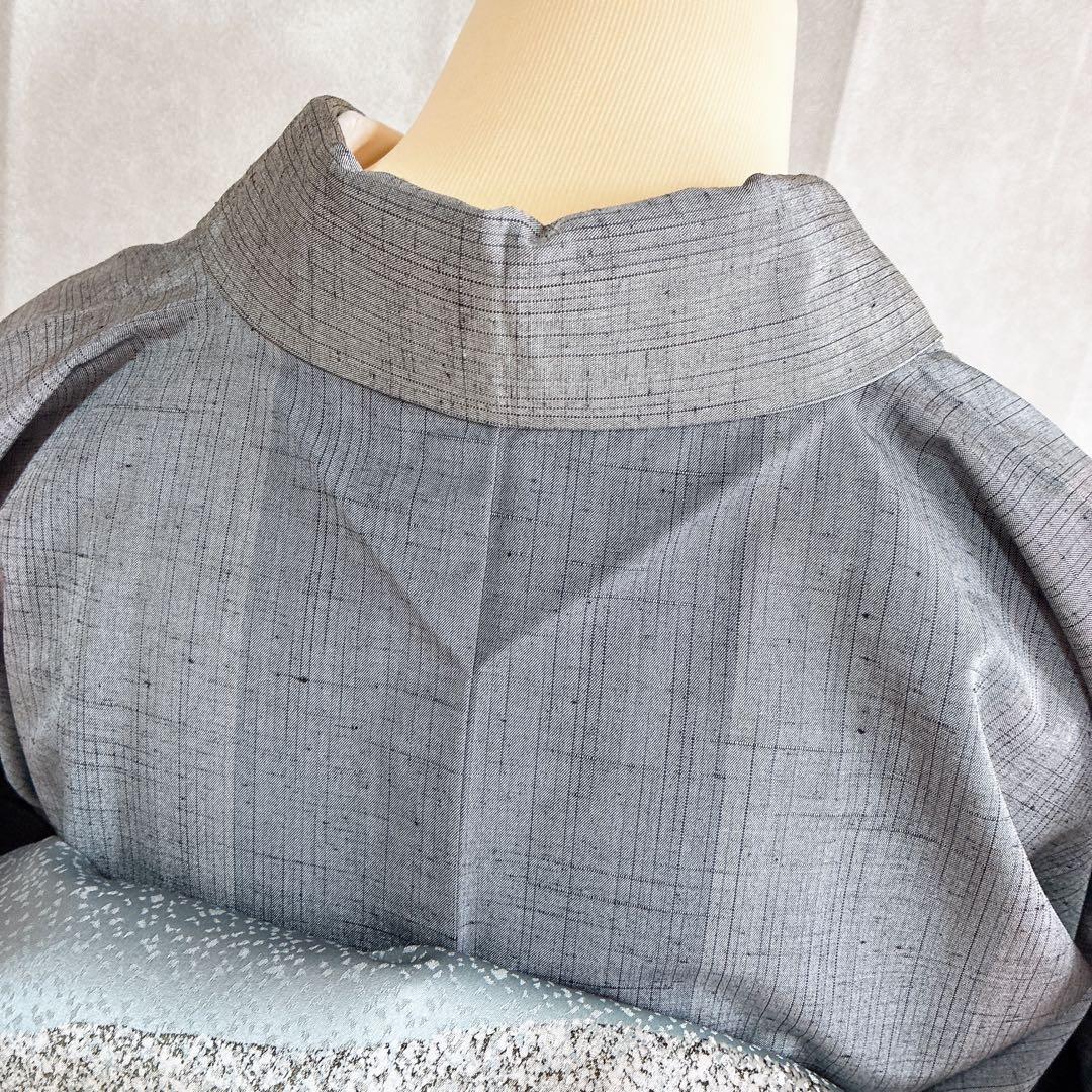 〈着物のみ〉小紋　着物　紬　トールサイズ　しつけ付き　粋　凛とした美　G9