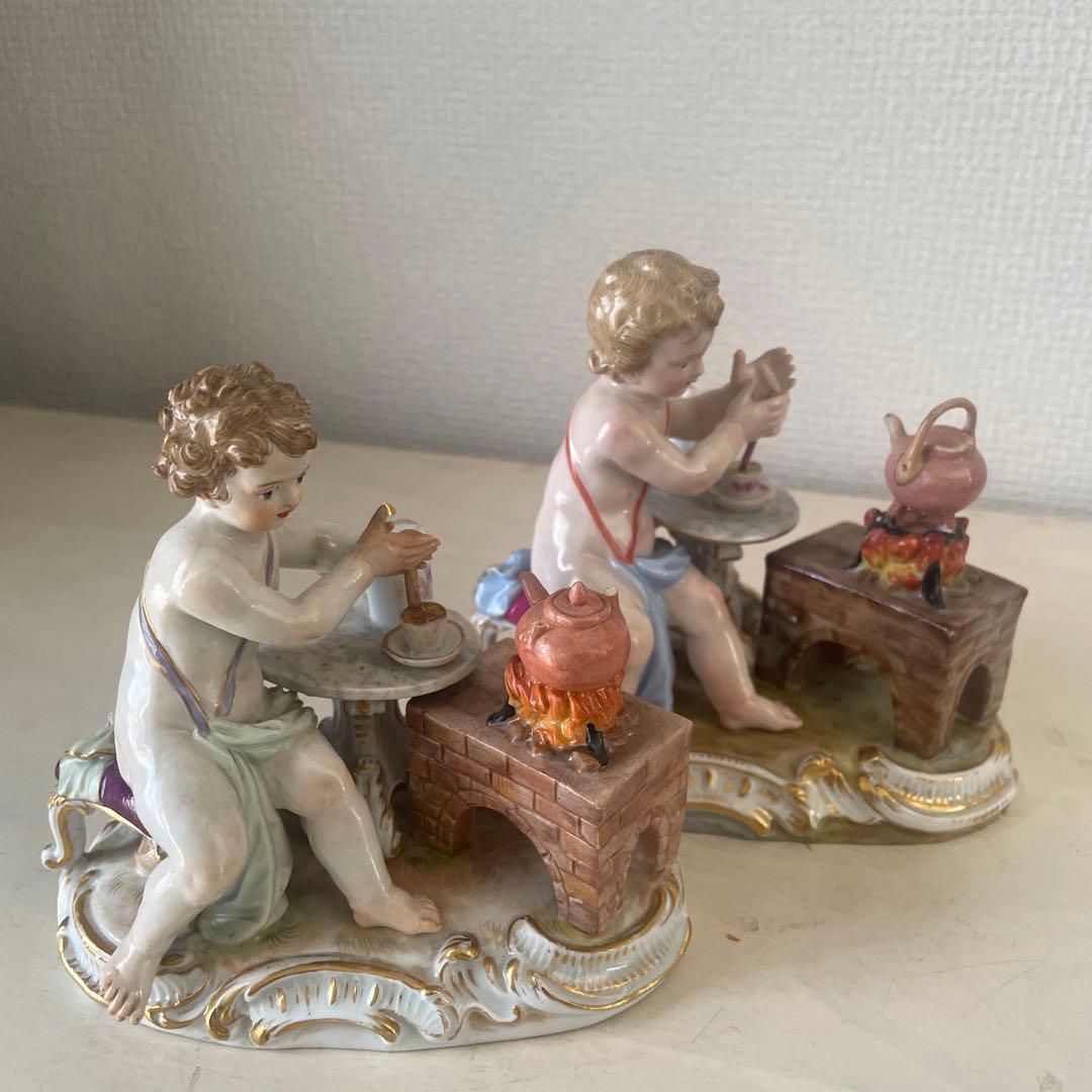 マイセン「ホットチョコレートを作る天使」四大元素:火　19世紀　ドイツ