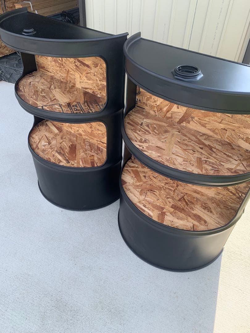 ☆☆☆ドラム缶　リメイク　ラック　2台セット　ブラック ☆☆☆