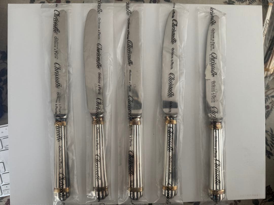 アリアゴールドリング テーブル ナイフ、フォーク、スプーン　シルバー　各5本