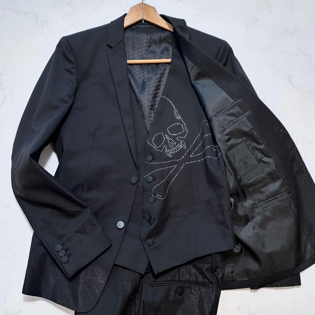 ロエン セマンティックデザイン スリーピース スカル ラインストーン 黒 A6