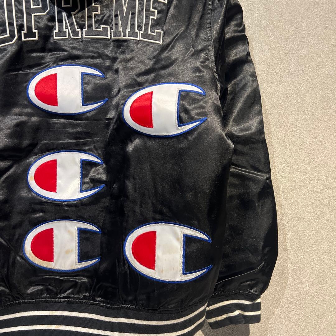 【わさび】Supreme×Champion フード付スタジャン ブラックM