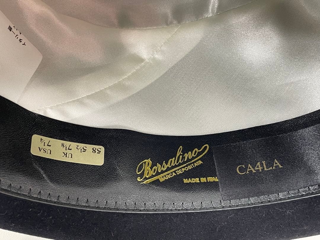 定価64,800円【美品】ボルサリーノ 羽根つき 高級ハット M58 ブラック