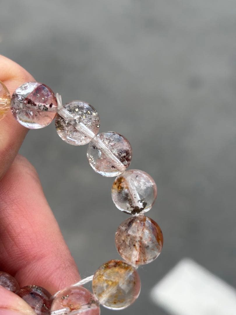 6*3様 ピンクパイライトインクォーツ　10ミリ　内径16センチ　透明感抜群