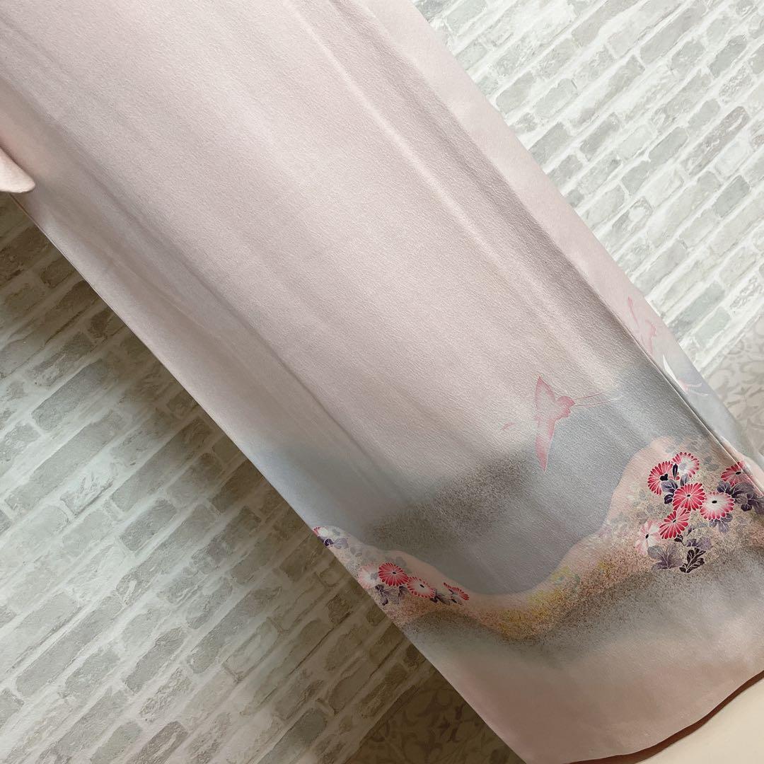 訪問着　フルセット　道長取り　飛び立つ鶴　金彩加工　入学式　卒業式　着物　I3