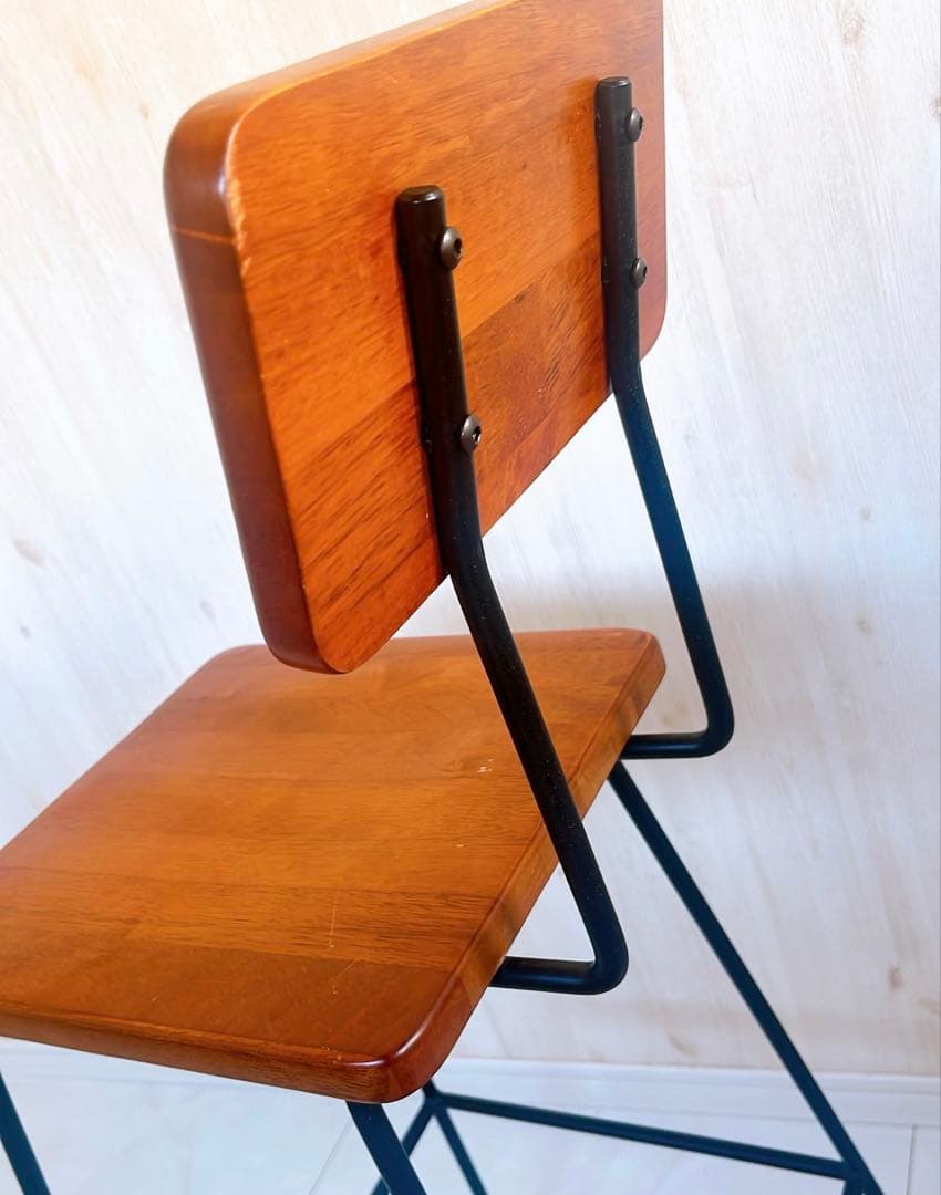 【綺麗】日本製 アイアン hinata TEKKI CRAFT 欅　ハイチェア