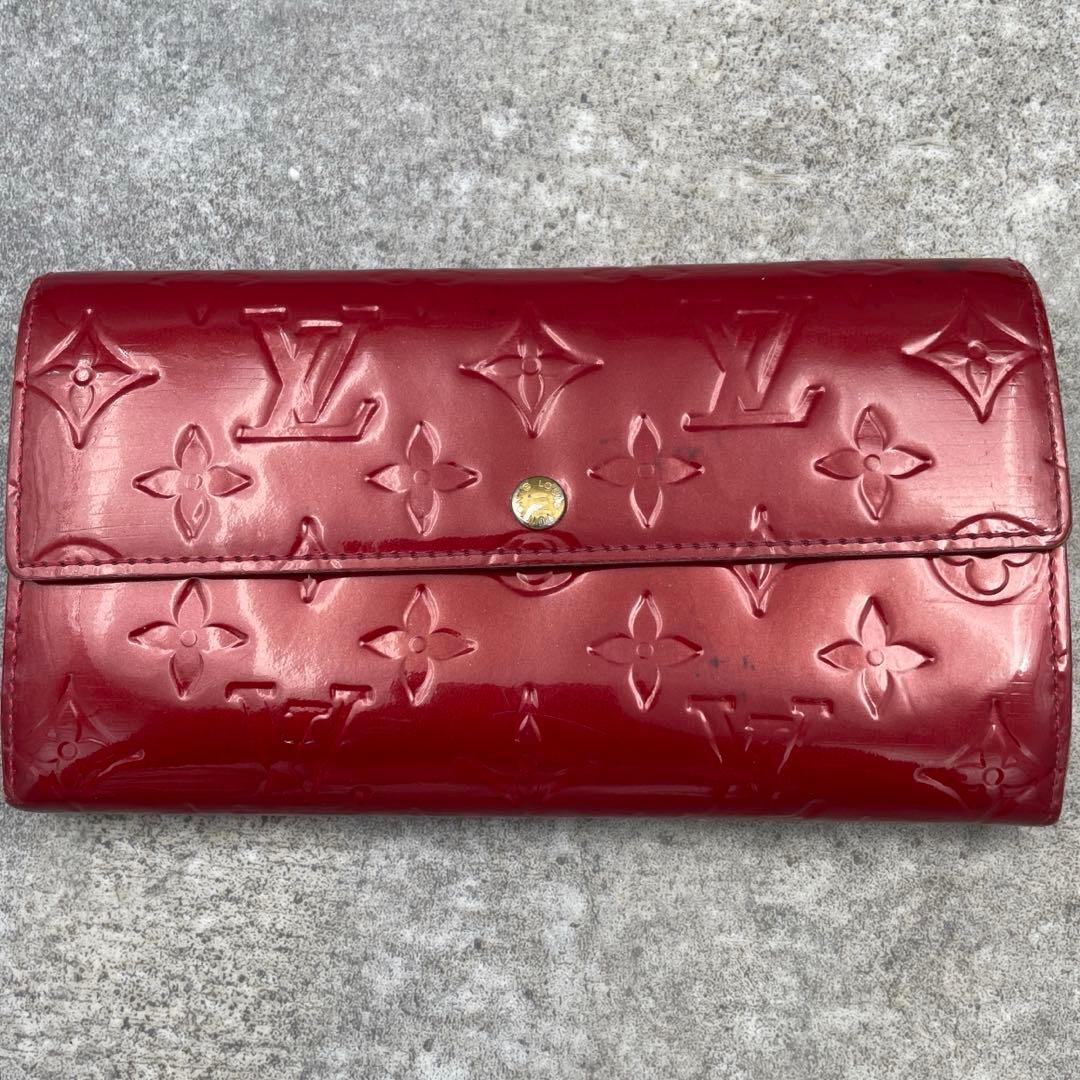 【微美品】LOUIS VUITTON ルイヴィトン　長財布　ヴェルニ　赤　レザー