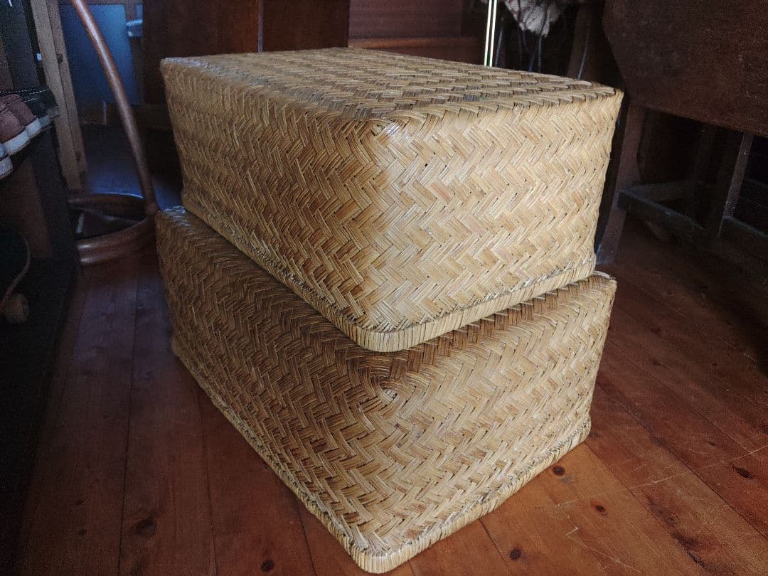 古民具 こうり レトロ　竹行李 柳行李 収納箱 衣装箱 小物入れ 雑貨