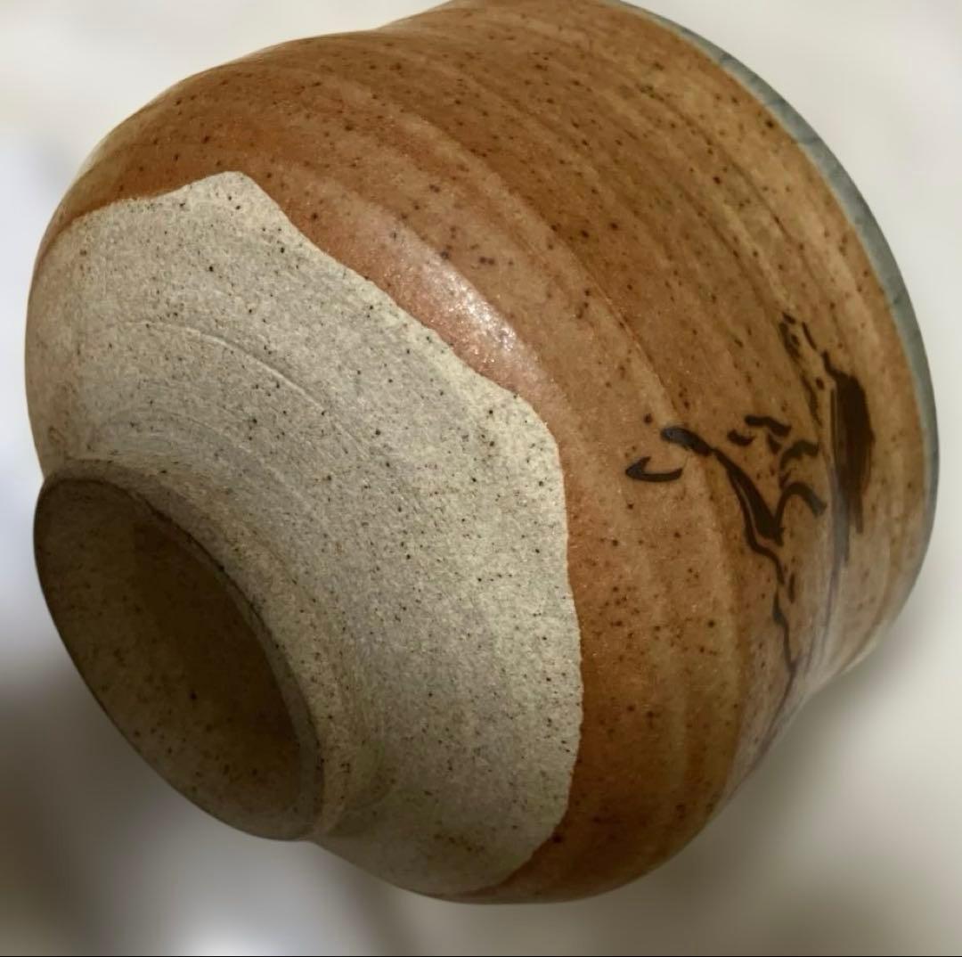 【茶道具】大堀相馬焼 茶碗 半勝陶器店 抹茶茶碗 皇室献上窯 未使用 干支の午年