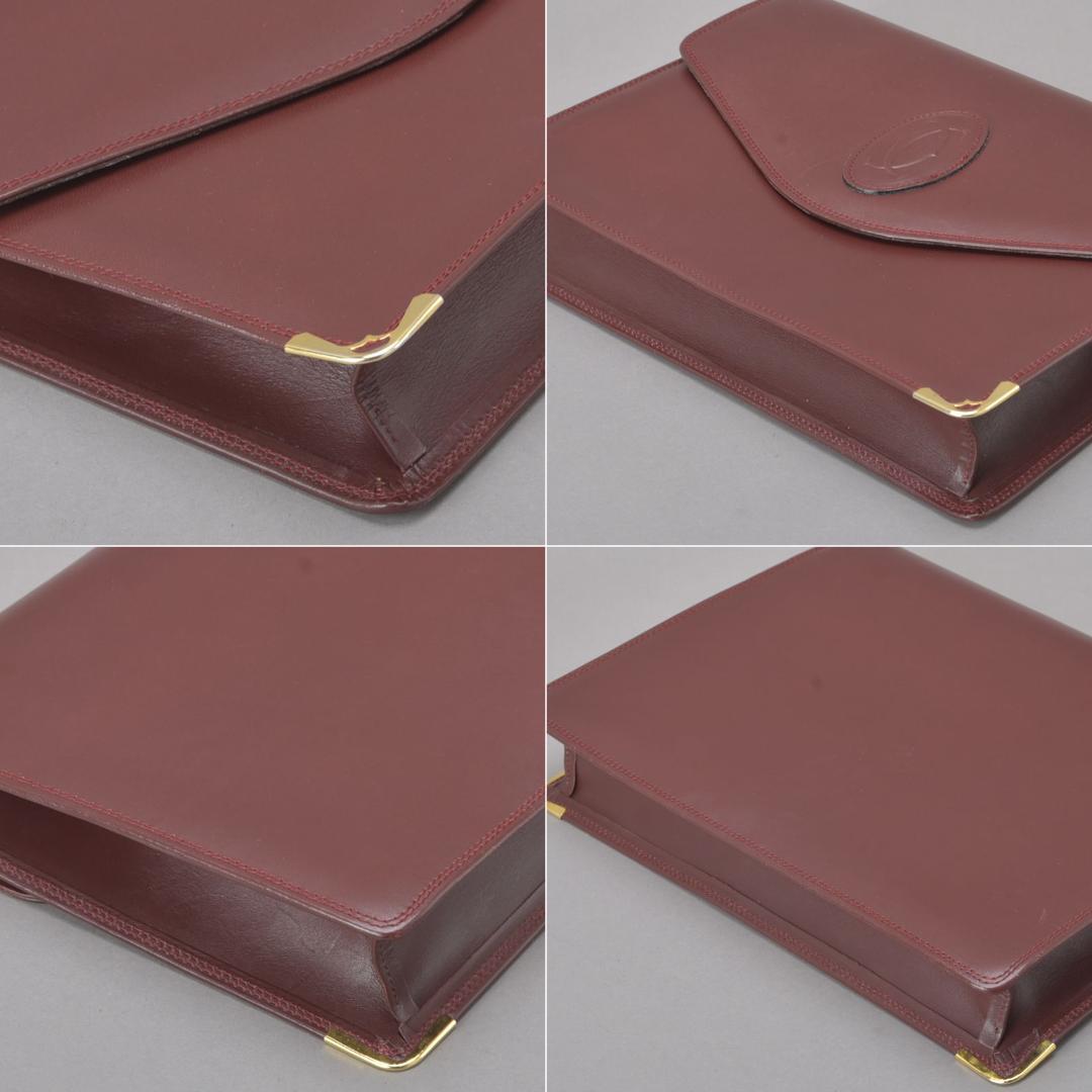 美品◇カルティエ マストライン クラッチバッグ 30 レザー ボルドー 箱付き