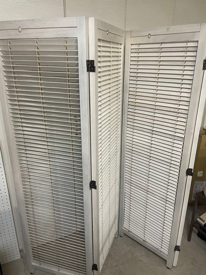 北欧レトロ 木製フレーム 4連 ブラインドパーティション パーテーション 衝立