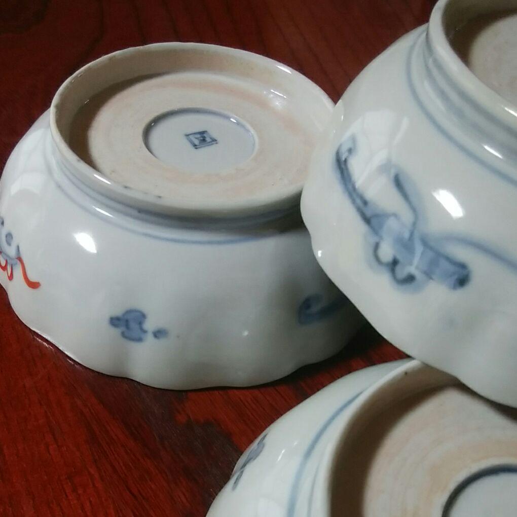 149  明治時代　伊万里焼　色絵金採　膾皿5客