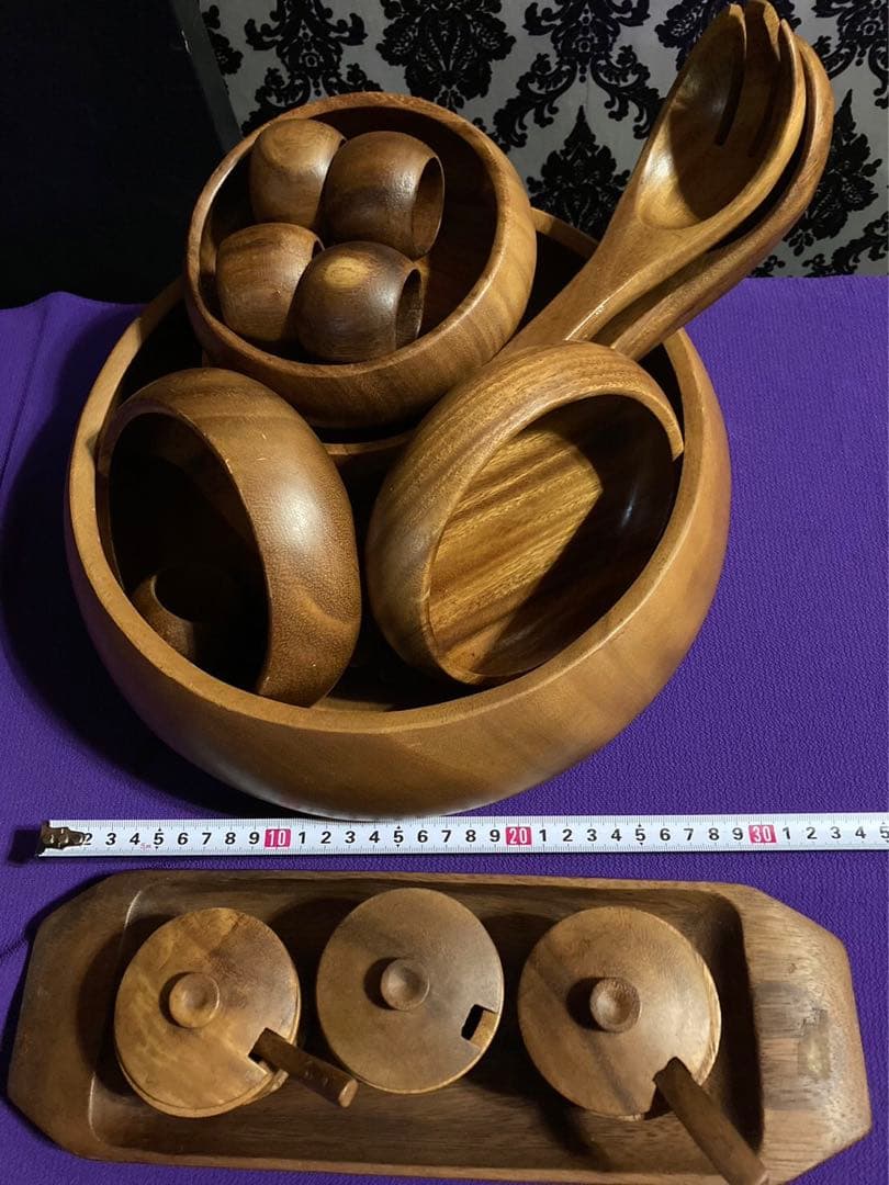 天然木食器♦️ヴィンテージ47点セット♦️BBQに◎ 海外製オーダー♦️補償付　送料込