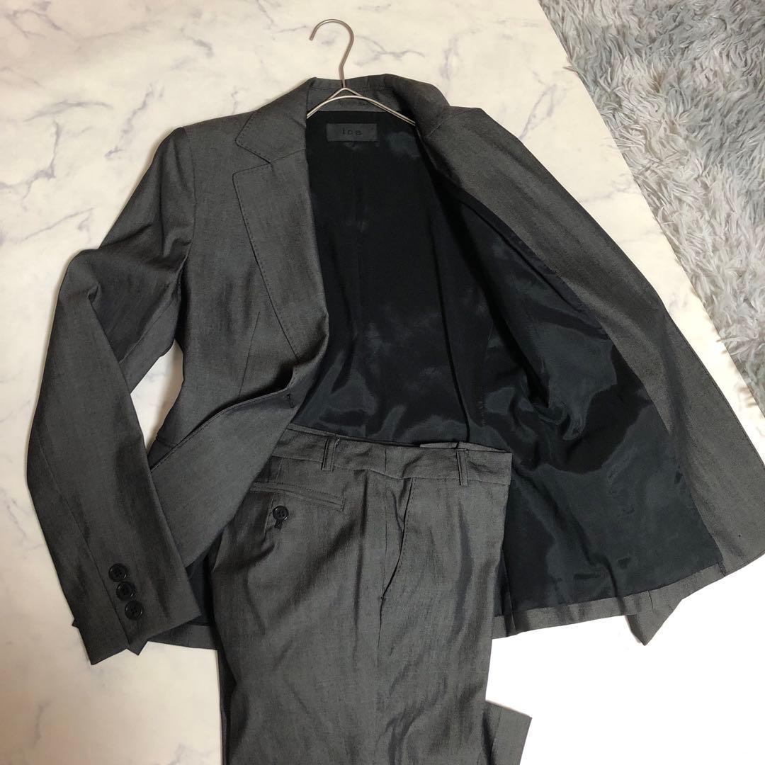 美品⭐️iCBオンワード樫山　ダークグレー スーツ　三点セット通勤、人卒園、面接