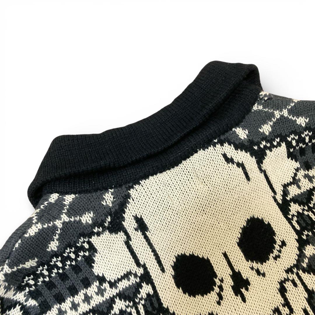 VANSON スカル カウチンセーター ジップアップニット カーディガン XL