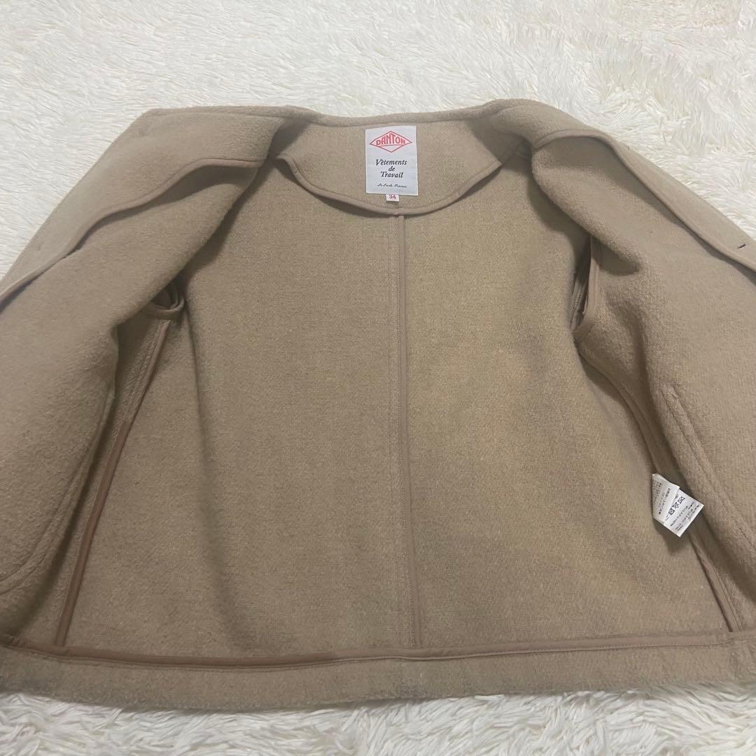 DANTON ライトパイル ウールモッサ カラーレス ジャケット 34 M