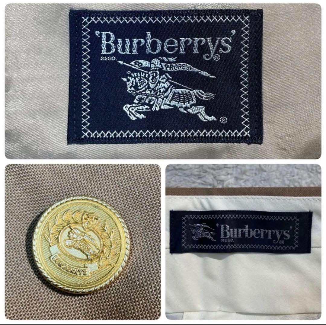 【極美品】 バーバリー スーツ ダブル ベージュ 金ボタン 背抜き A4 S