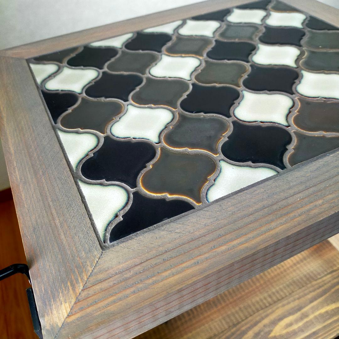 【新作】ランタンタイルのキッチンワゴン【handmade】ブラック×グレー