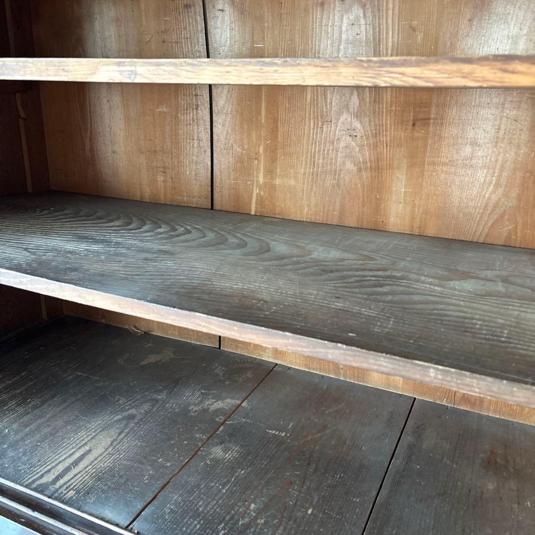 古い水屋箪笥　食器棚　ガラス棚　本棚　ガラスケース　箪笥 和家具　天然木