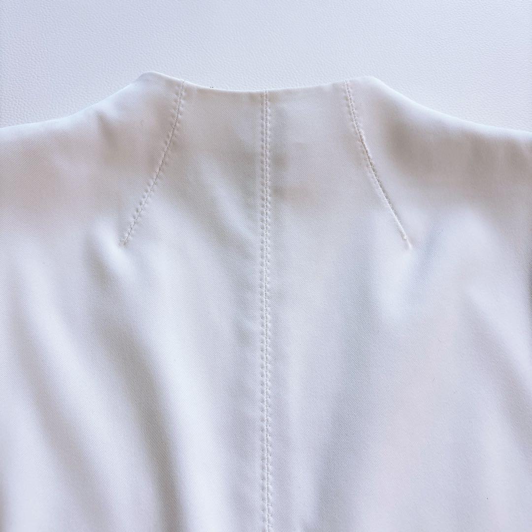 ちい　Beige/ベイジ ノーカラージャケット 白　ホワイト　S相当