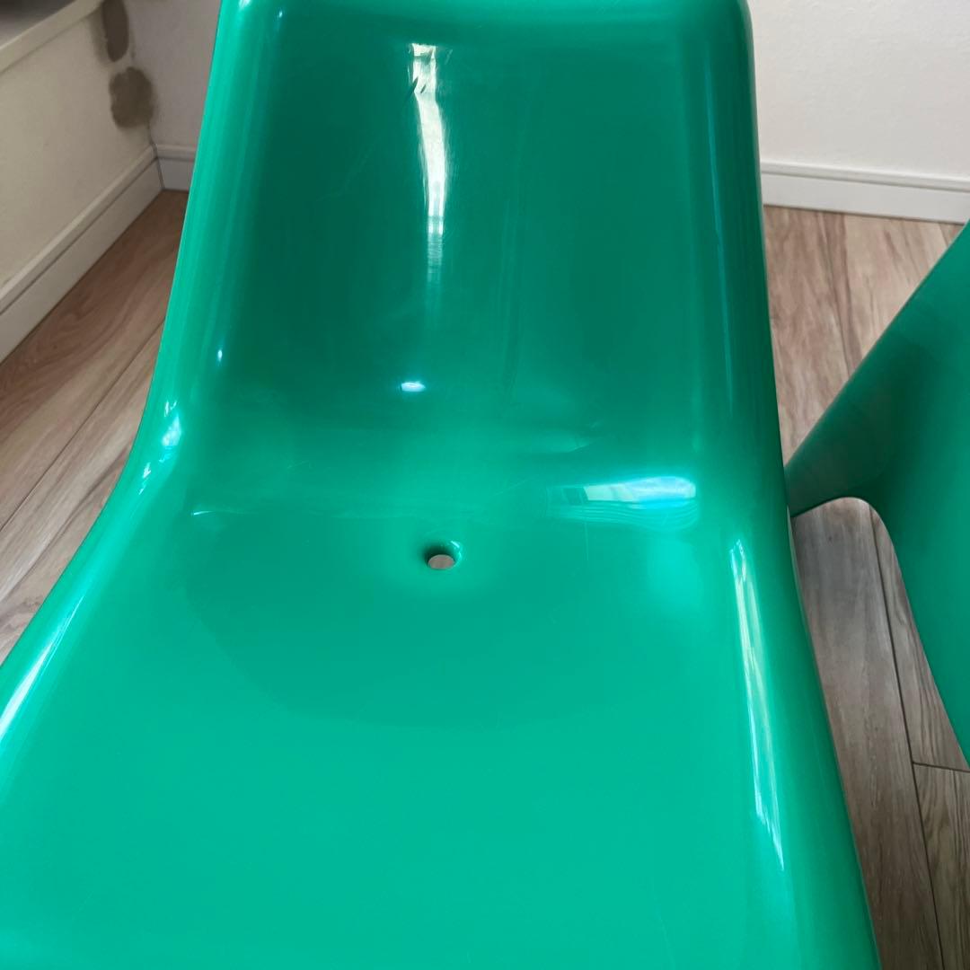 IKEA BUNSO ブンソー屋内外用プラスチックチェア　グリーン緑　2脚