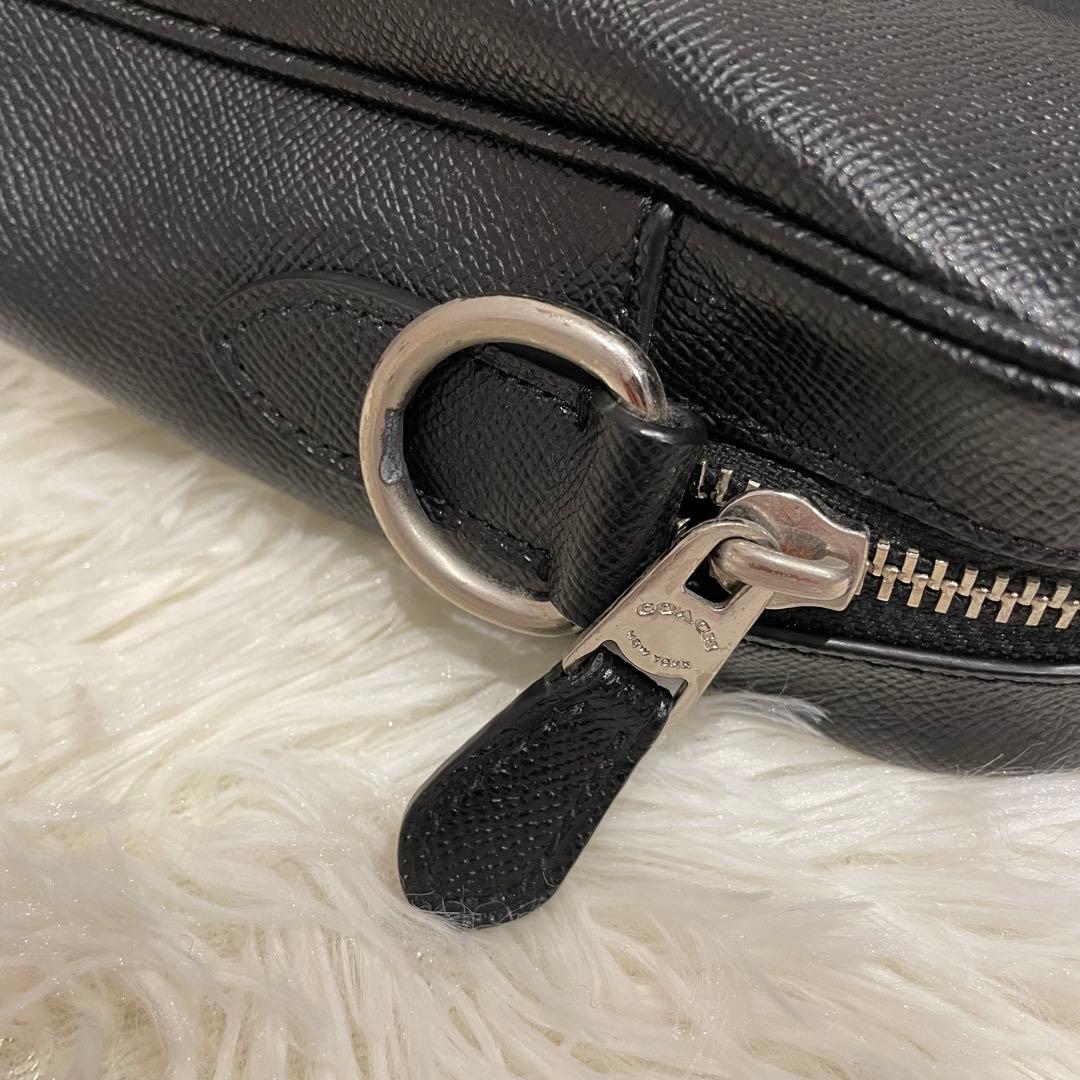 コーチ 2way オールレザー ベケット ブリーフケース ブラック シルバーロゴ