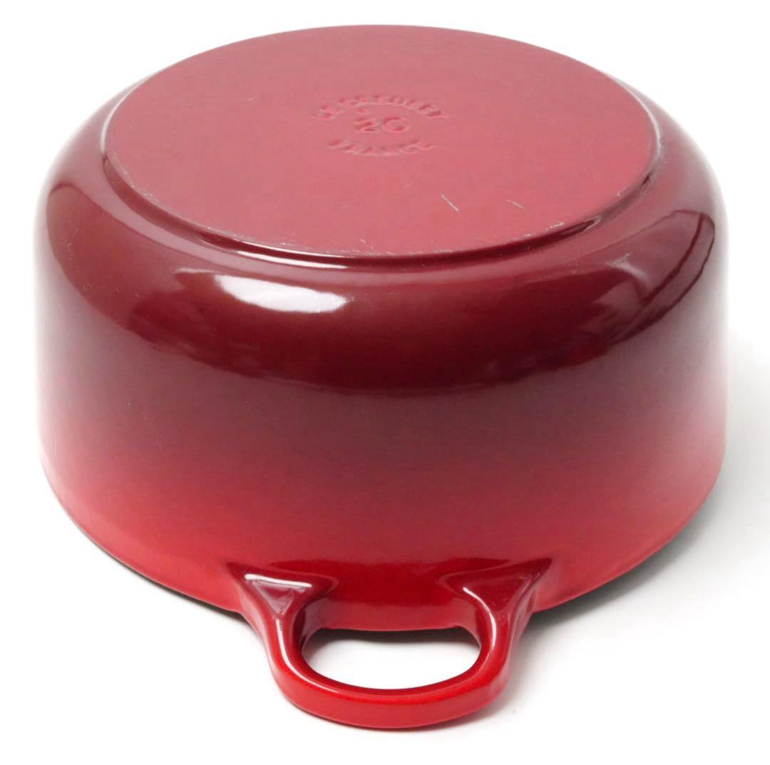 【美品】LE CREUSET　ココット ロンド チェリーレッド　20cm