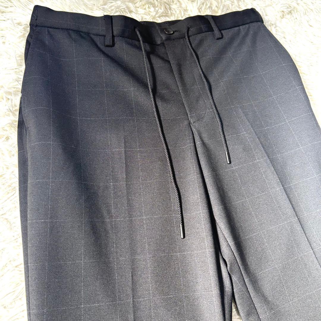 アオキ【未使用タグ付】パジャマスーツプリントジャージ紺ウィンドウペン　ゆったりM