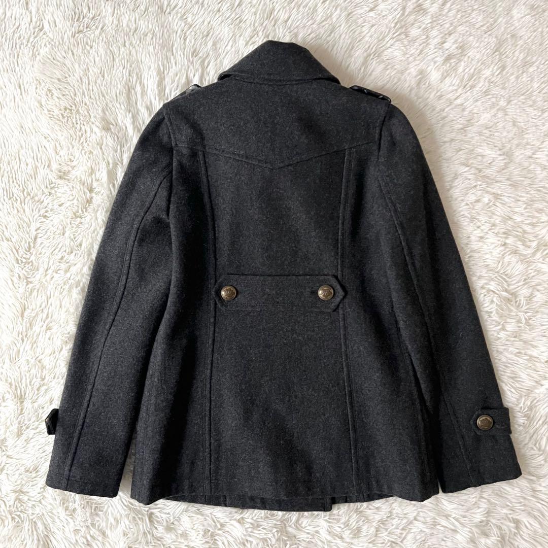 バーバリーブルーレーベル ノバチェック 金ボタン ピーコート ナポレオン 38