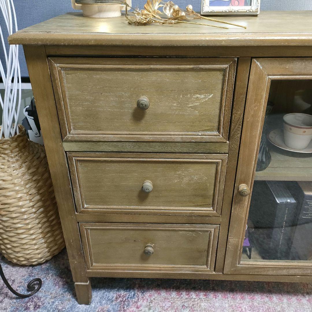 B-COMPANY ビーカンパニー ガラス扉収納キャビネット シャビー