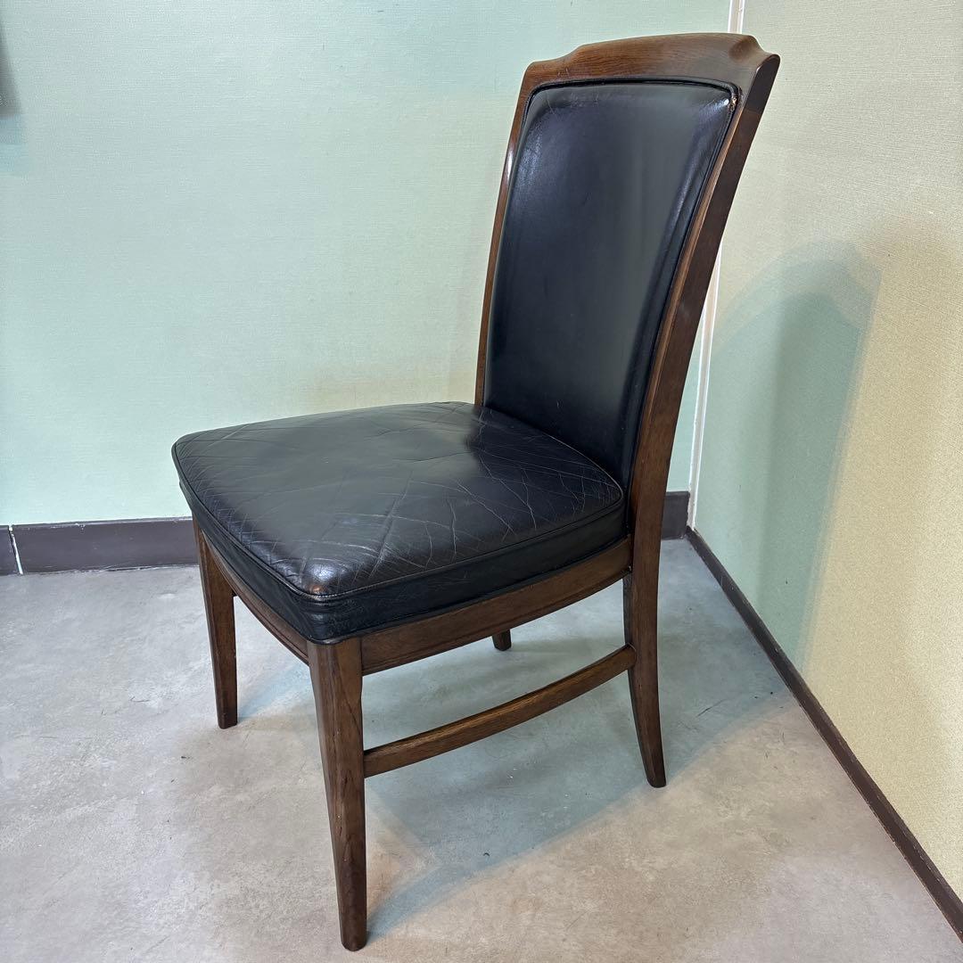 カリモク ダイニングチェア 1脚 本革 黒【domani】➀