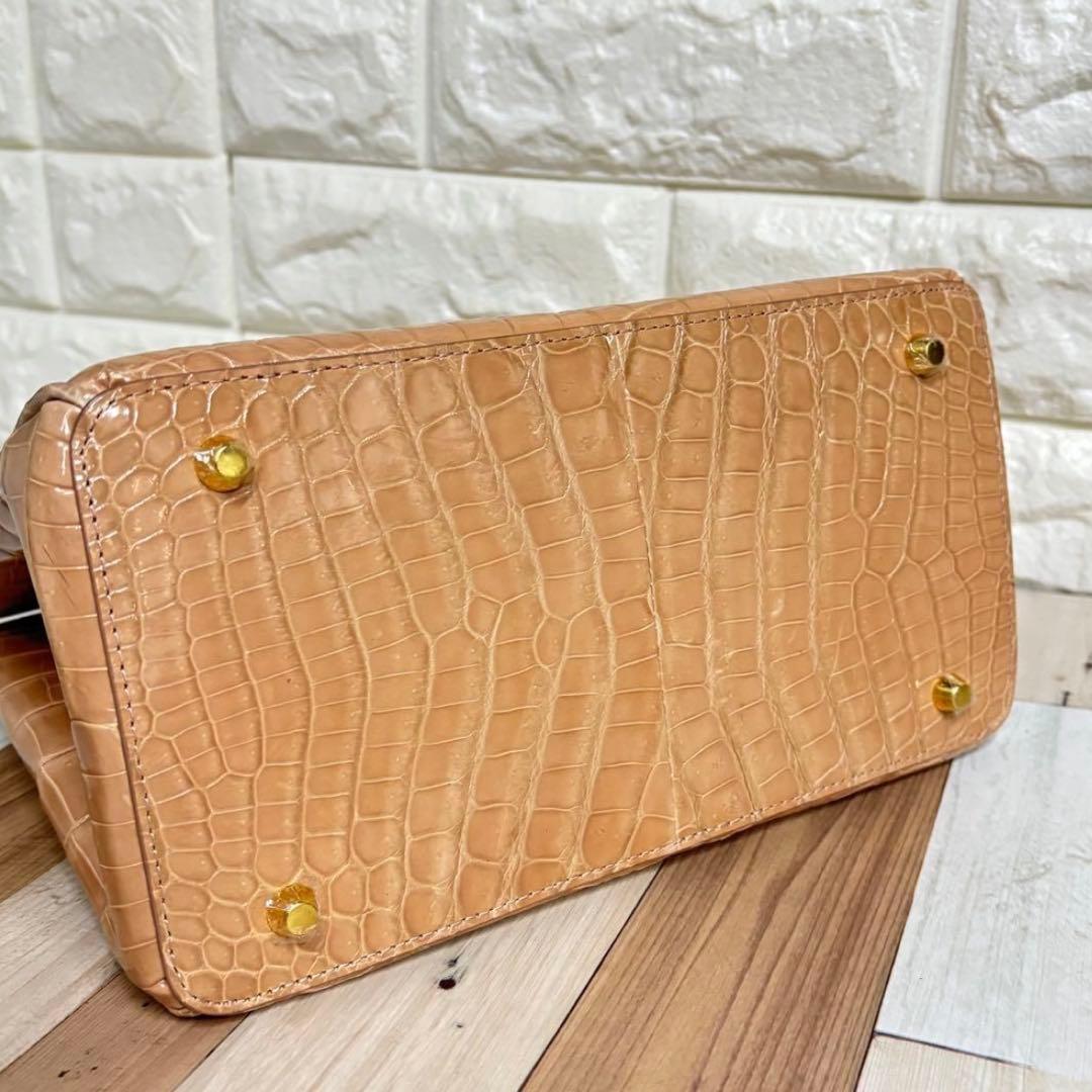 クロコダイル ハンドバッグ 2WAY ショルダーバッグ　シャイニング　アルムコ