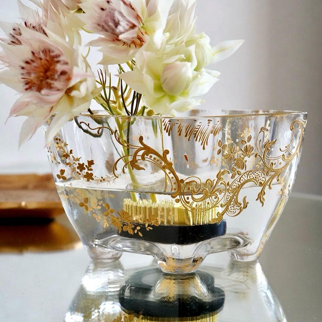 希少★金彩オールドバカラBACCARATルイ15様式★脚付花器ジャルディニエール