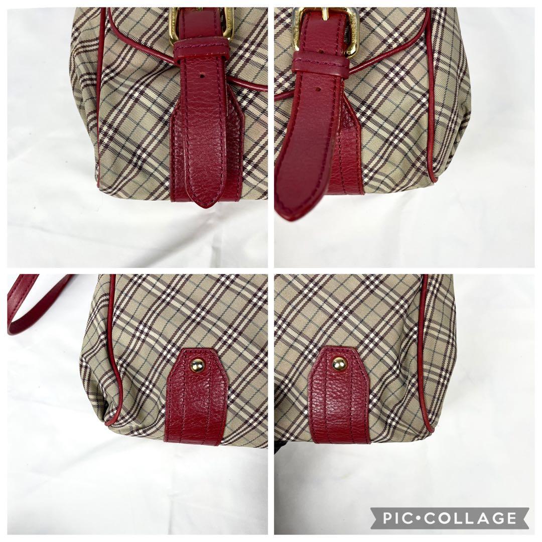 バーバリーブルーレーベル ショルダーバッグ　ノバチェック ロゴ金具 赤