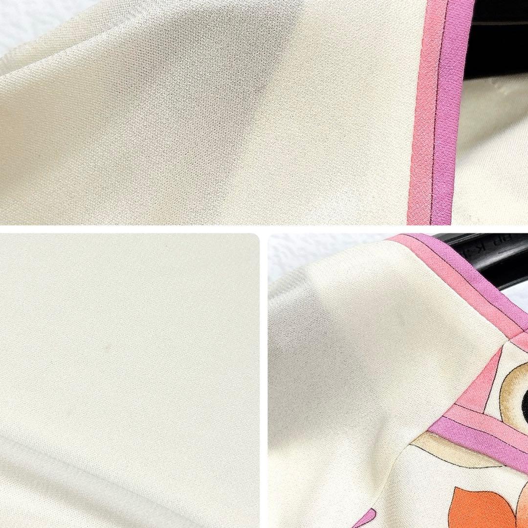 レオナール　ワンピース　チュニック　カンカン　トリム　花柄　L　マルチカラー