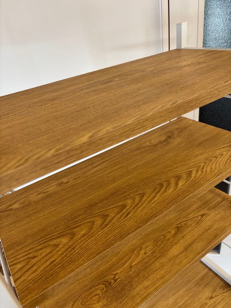 新品同様　木目調×ホワイトフレーム キッチンラック　オープンシェルフ　収納