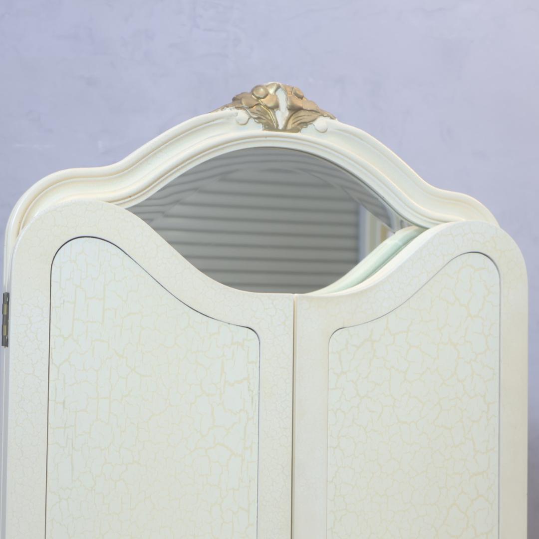 アンティーク調 ドレッサー 鏡台 化粧台 姫系 三面鏡 猫脚 エレガント 机