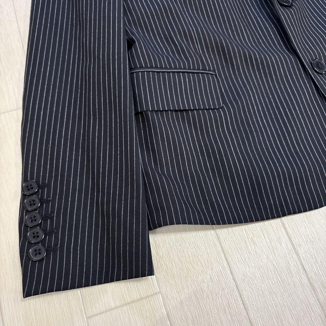 美品 サンローランパリ エディ期 ストライプ テーラードジャケット36 ブラック